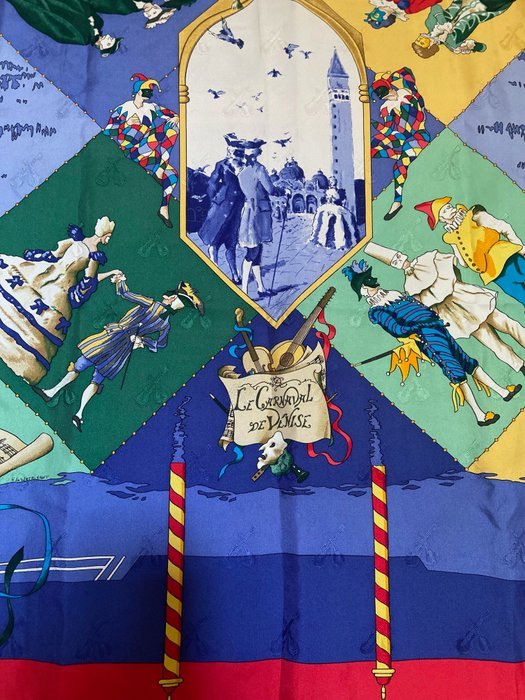 Hermès - « Le Carnaval De Venise » by Hubert de Watrigant 1993 - Scarf - Image 4