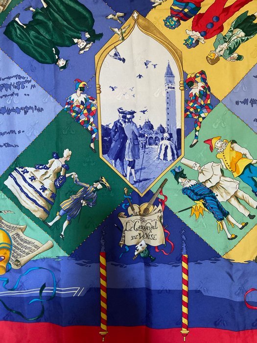 Hermès - « Le Carnaval De Venise » by Hubert de Watrigant 1993 - Scarf - Image 8