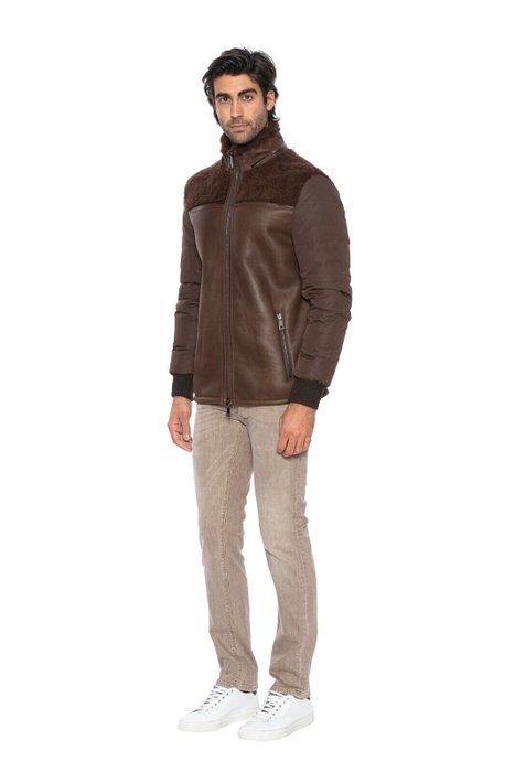 HETTABRETZ for TESTONI - 58 IT - Brown Jacket Coat Puffer Goose Down + Shearling - Coat - New with tags - Image 3