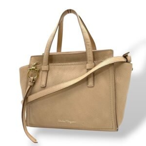 Salvatore Ferragamo - Salvatore Ferragamo Gancini 2Way Handbag Leather Beige - Handbag