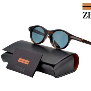 Ermenegildo Zegna - EZ0271 52V - Carey Acetate Design & Silver Metal - Turquoise Lenses - *New Collection* & *New* - Sunglasses
