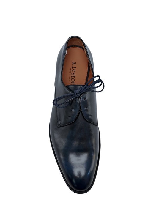 TESTONI - 8 UK - 42 IT - "Salerno" Derby Burnished Calf Indigo - Lace-up shoes - Size: EU 42 - New in box - Image 3