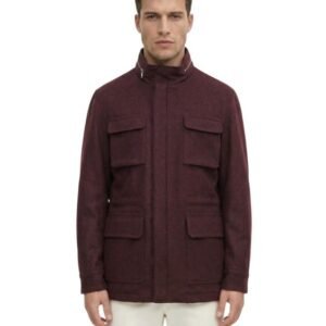 ISAIA NAPOLI - 50 IT - Burgundy Coulisse Zip Field Jacket 100% Cashmere - Coat - New with tags