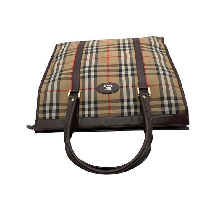Burberry - Burberrys Vintage Nova Check Leather Trim Large Tote Bag - Tote bag - Image 8