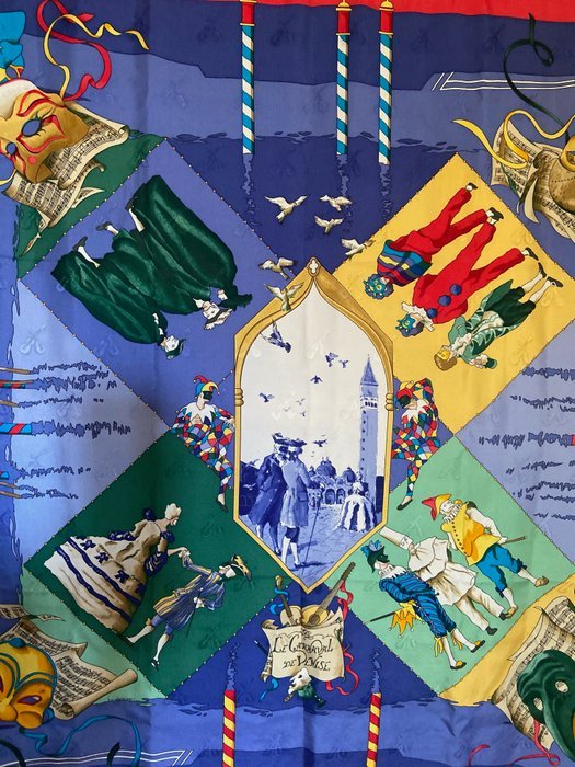 Hermès - « Le Carnaval De Venise » by Hubert de Watrigant 1993 - Scarf - Image 5