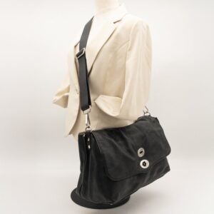 Zanellato - Postina Pebbled Leather Top Handle Shoulder Bag Black Made in Italy - Handbag