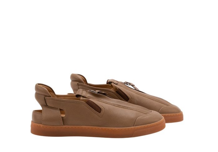 GIORGIO ARMANI - 7 UK - 41 IT - Runway Sandal Zip Shoes With Cut-Outs Light Brown Leather - Loafers - Size: EU 41 - New in box - Image 3