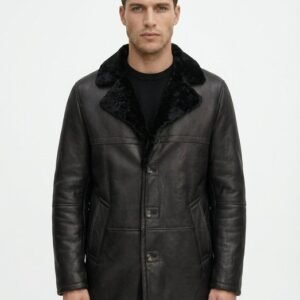 HETTABRETZ - 48 IT - Black Shearling Leather Coat Nappa Made Italy - Coat - New with tags