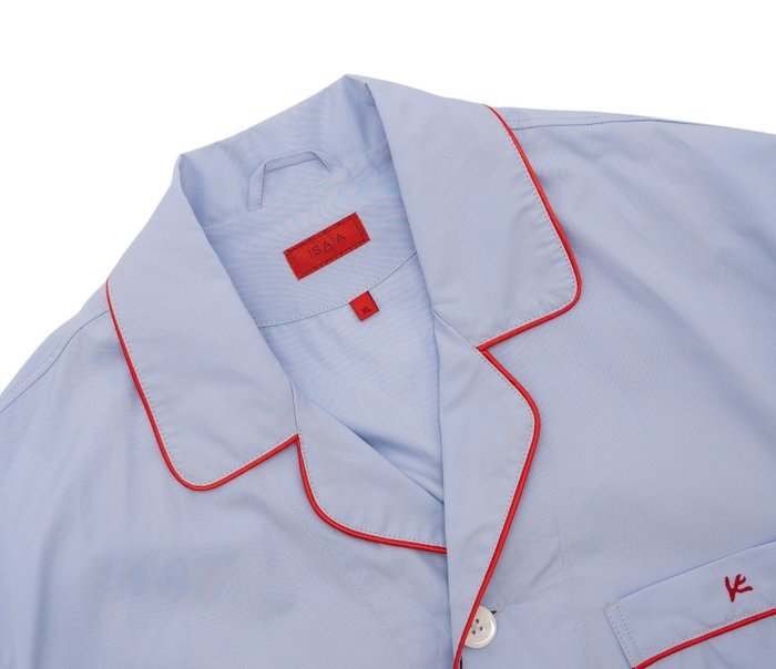 ISAIA NAPOLI - Size S - Light Blue Pajama Sleeping Set Drawstring Pant Fine Cotton - Jumpsuit - New with tags - Image 3
