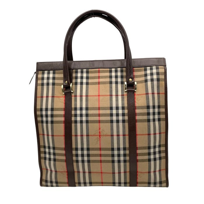 Burberry - Burberrys Vintage Nova Check Leather Trim Large Tote Bag - Tote bag - Image 3