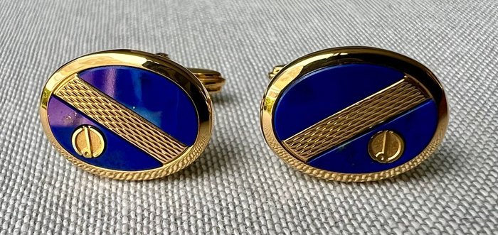 Alfred Dunhill - Lapis lazuli - Gold-plated - Cufflinks - & Tie clip - Image 4