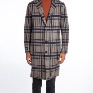 BELVEST Check Gray Blue Wool Overcoat Coat - 48 IT - Coat - New with tags