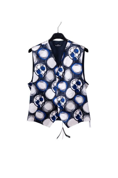 GERLIN - 16 - 41 - Gilet Jacket Vest Blue 100% Silk - Gilet - New with tags - Image 5
