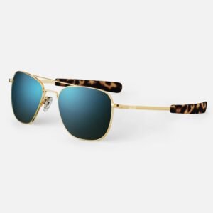 Other brand - RANDOLPH Made in USA - AF239 23k Gold Plated - Mineral Polarized Blue Lenses - *New* - Sunglasses