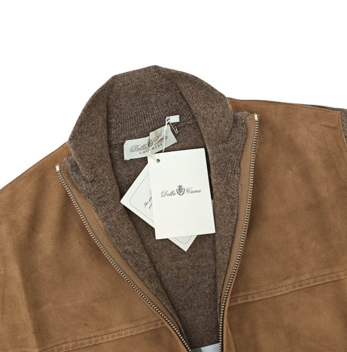 DELLA CIANA CASHMERE - 48 IT - Brown Bomber Zip Jacket Suede Leather - Cashmere - Bomber jacket - New with tags - Image 3