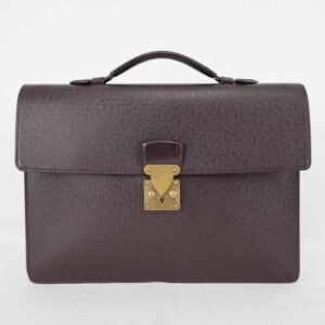 Louis Vuitton - Serviette Ambassadeur Briefcase Taiga Leather Bordeaux Burgundy Gold-Tone Hardware Made in France - Briefcase