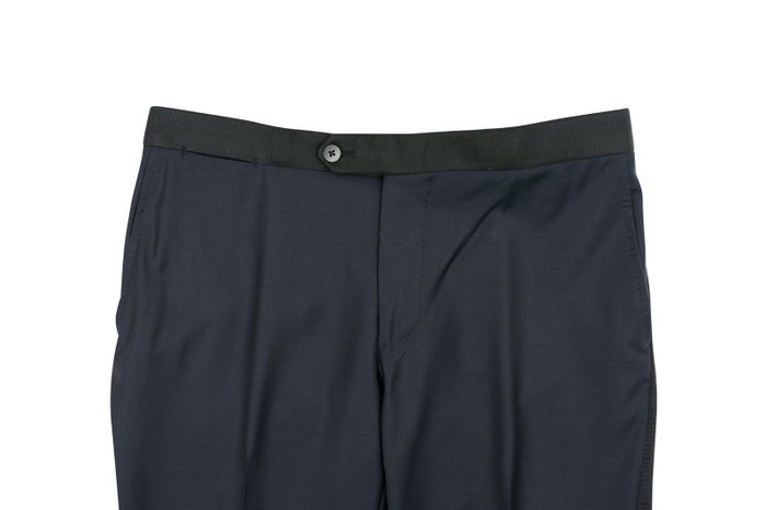ISAIA NAPOLI - 48 IT - Blue Navy Hand-Sewn Tuxedo Dress Pant Wool 8R - Trousers - New with tags - Image 5
