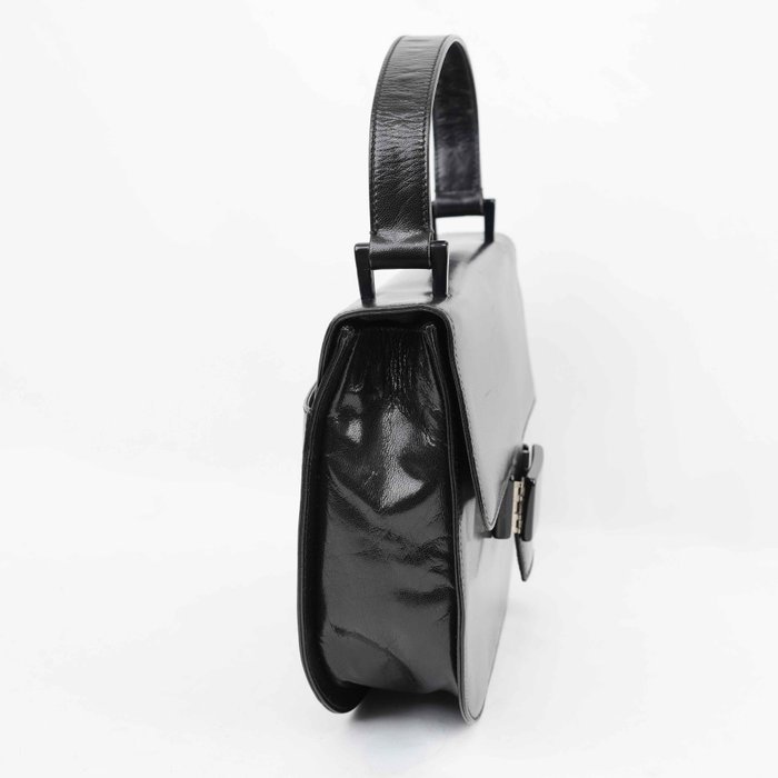 Prada - Prada Vintage Black Madras Leather Top Handle Handbag Black Hardware Made in Italy - Handbag - Image 4