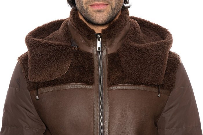 HETTABRETZ for TESTONI - 58 IT - Brown Jacket Coat Puffer Goose Down + Shearling - Coat - New with tags - Image 7