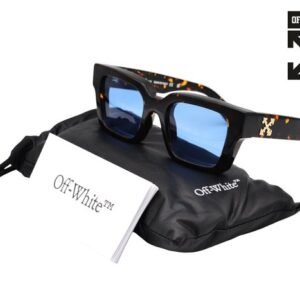 Off White - VIRGIL OERI008 - Made in Italy - "X" Acetate Carey Design & Blue Lenses - *New Sunglasses* - Sunglasses