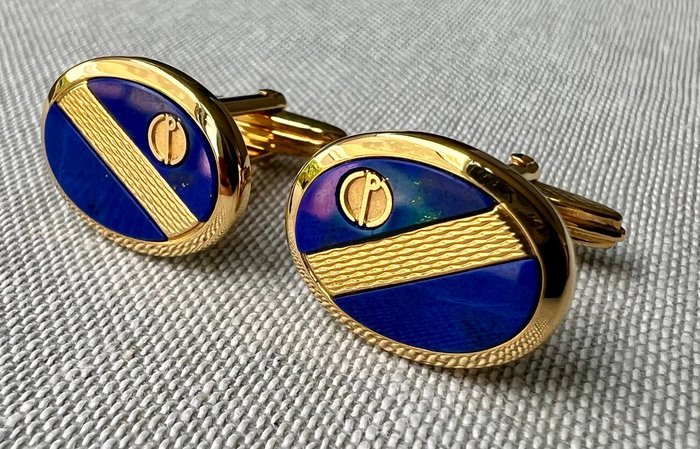 Alfred Dunhill - Lapis lazuli - Gold-plated - Cufflinks - & Tie clip - Image 7
