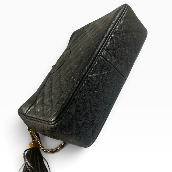 Chanel - Vintage Large Front Pocket Tassel Camera Bag Black Caviar 2 Series - Bag - Image 7