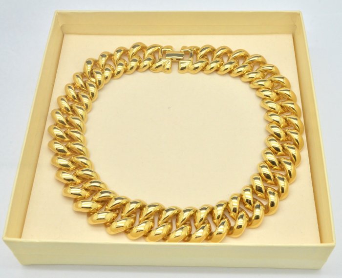 Monet - Vintage Heavy Curb Link Boxed 22kt Gold Plated Collar - Necklace - Image 8