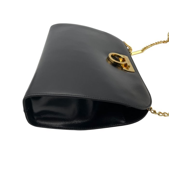 Salvatore Ferragamo - Salvatore Ferragamo Gancini Black Leather Chain Shoulder Bag - Shoulder bag - Image 6