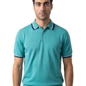 ISAIA NAPOLI - Size XXL - Turquoise Polo Sweater Short Sleeve Knit Cotton - Polo shirt - New with tags