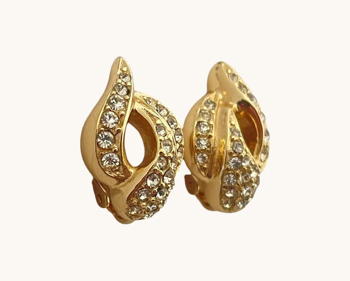 Christian Dior - Gold-tone metal, rhinestones - Earrings - Image 2