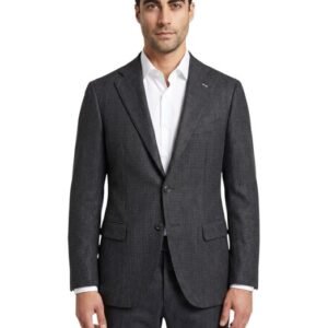 LUIGI BORRELLI - 46 IT - Jacket Dark Gray Houndsthooth Virgin Wool handmade in Italy - Blazer - New with tags