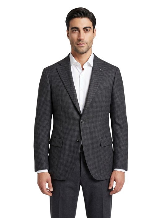 LUIGI BORRELLI - 46 IT - Jacket Dark Gray Houndsthooth Virgin Wool handmade in Italy - Blazer - New with tags