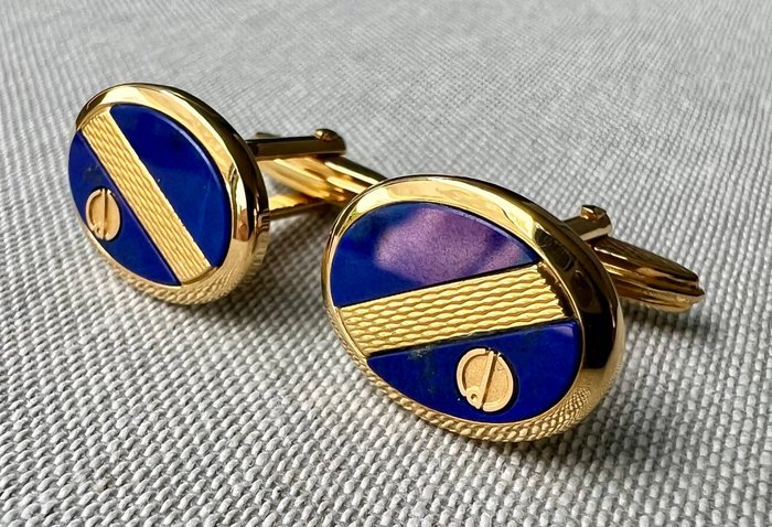 Alfred Dunhill - Lapis lazuli - Gold-plated - Cufflinks - & Tie clip - Image 3