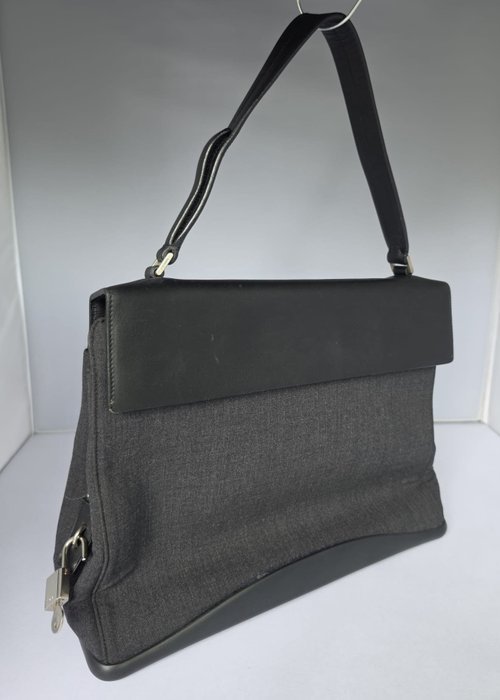 Prada - Vintage handtas – Pocono nylon & kalfsleer – zwart - Handbag