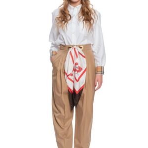 BURBERRY - 40 IT - Tapered Pant Trouser Silk Scarf Belt SOCIETY - Trousers - New with tags