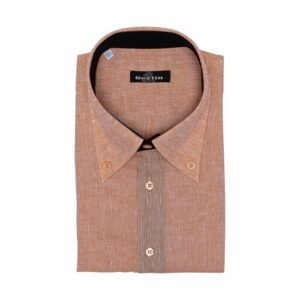 GERLIN - 15.5 - 39 - Shirt Short Sleeve Peach 100% Linen 1A - Shirt - New with tags