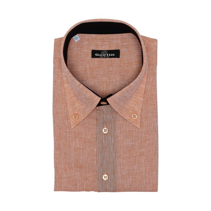 GERLIN - 15.5 - 39 - Shirt Short Sleeve Peach 100% Linen 1A - Shirt - New with tags