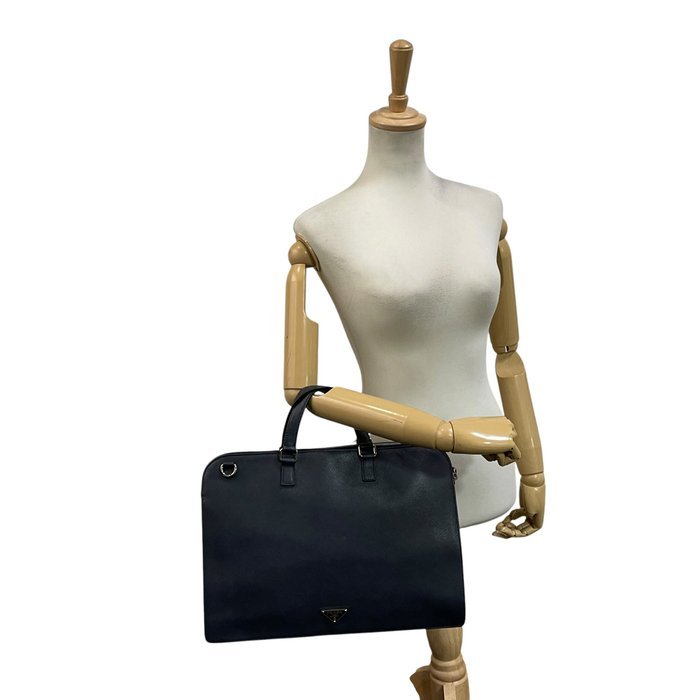 Prada - Prada Saffiano Leather Business Briefcase with Triangle Logo - Business bag - Image 4