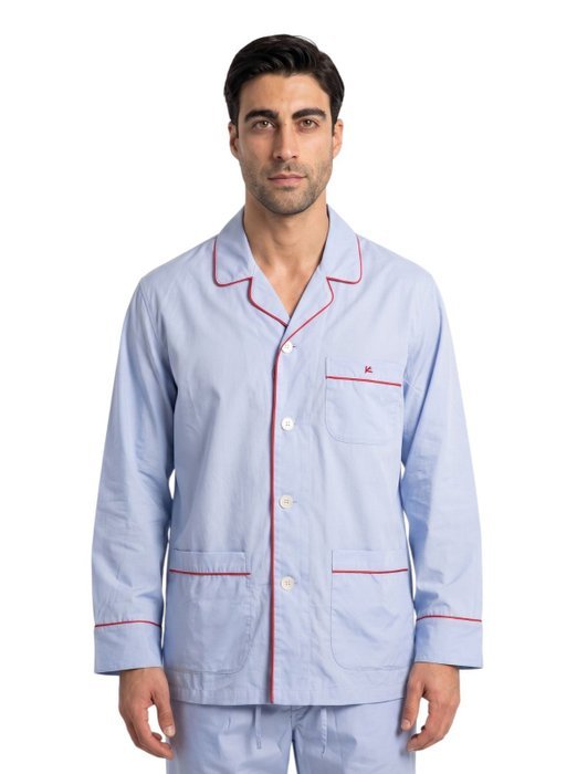 ISAIA NAPOLI - Size S - Light Blue Pajama Sleeping Set Drawstring Pant Fine Cotton - Jumpsuit - New with tags