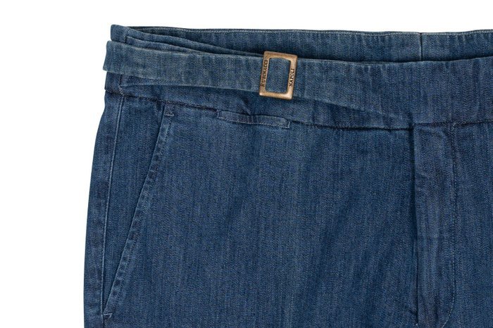 RUBINACCI NAPOLI - 56 IT - "Genny" Blue Denim Cotton High Rise Pant - Trousers - New with tags - Image 6