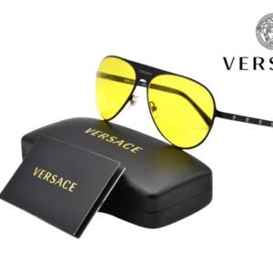 Versace - VE2189 - Made in Italy - Black Metal Aviator Design - Exclusive Yellow Lenses - *New Sunglasses* - Sunglasses