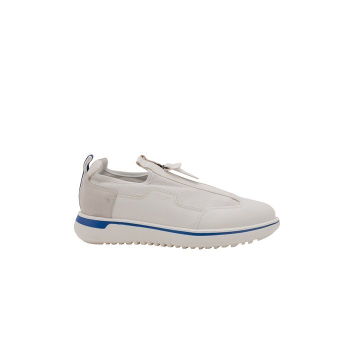 GIORGIO ARMANI - 7 UK - 41 IT - Shoes Sneakers White Zip-Up Low-Top Leather - Loafers - Size: EU 41 - New in box