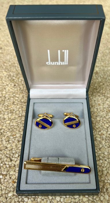 Alfred Dunhill - Lapis lazuli - Gold-plated - Cufflinks - & Tie clip - Image 2