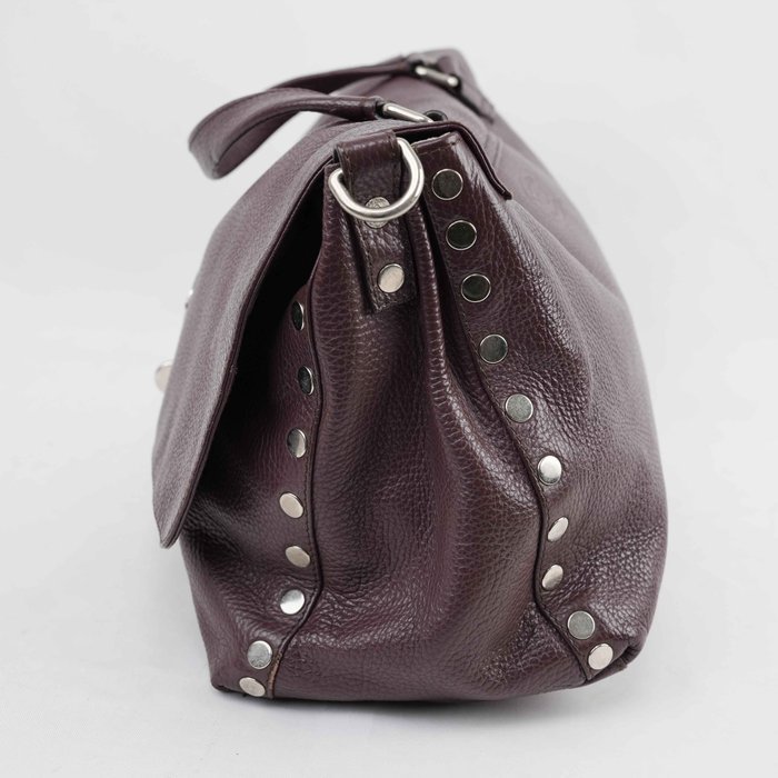 Zanellato - Postina Anni 50 Burgundy Grained Leather Handbag Shoulder Bag Silver-Tone Hardware Made in Italy - Handbag - Image 4