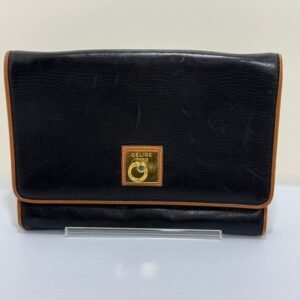 Céline - Vintage Carriage Flap Clutch - Calfskin - Black - Clutch bag