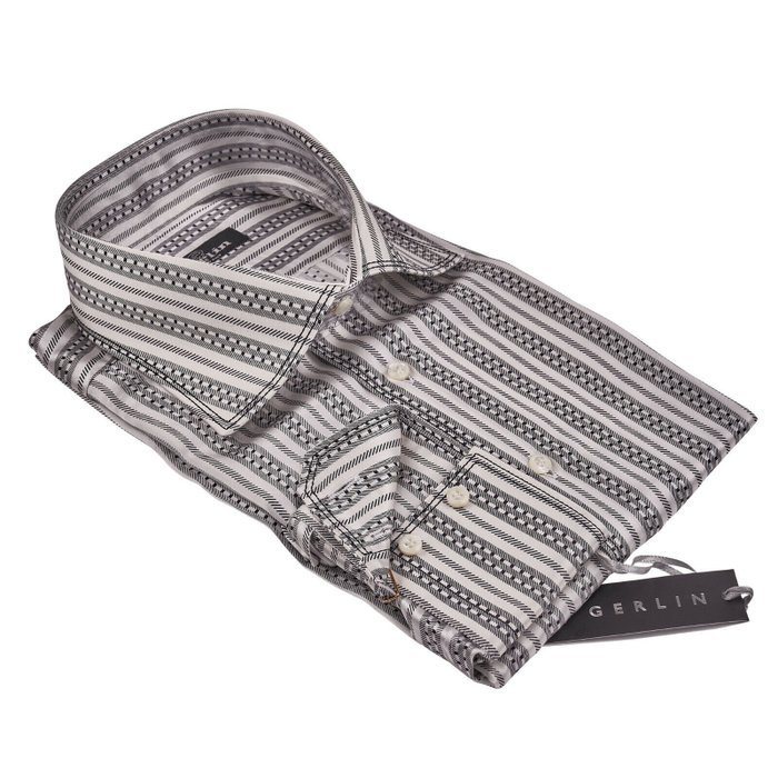 GERLIN - Size 15.75 - 40 - Limited Edition Shirt Striped 100% Silk - Shirt - New with tags - Image 4