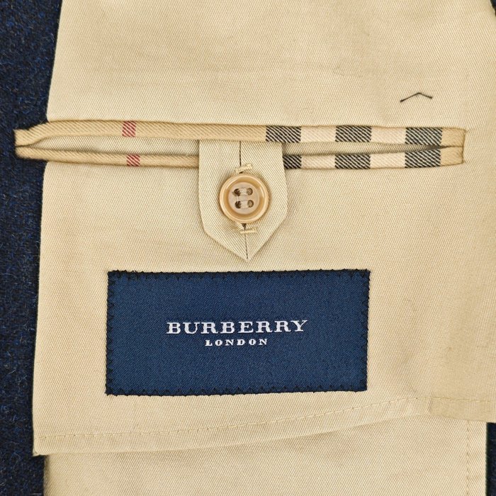 BURBERRY - 50 IT - Blue Navy 3/2 Roll Jacket Sport Coat Flannel Wool - Blazer - New with tags - Image 5