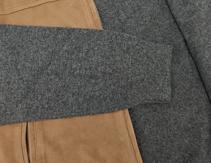 DELLA CIANA CASHMERE - 52 IT - Gray Bomber Zip Jacket Suede Leather - Cashmere - Bomber jacket - New with tags - Image 4