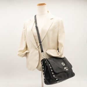 Zanellato - Postina Leather Top Handle Shoulder Bag Black Silver Hardware Made in Italy - Handbag