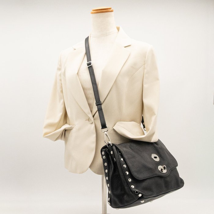 Zanellato - Postina Leather Top Handle Shoulder Bag Black Silver Hardware Made in Italy - Handbag